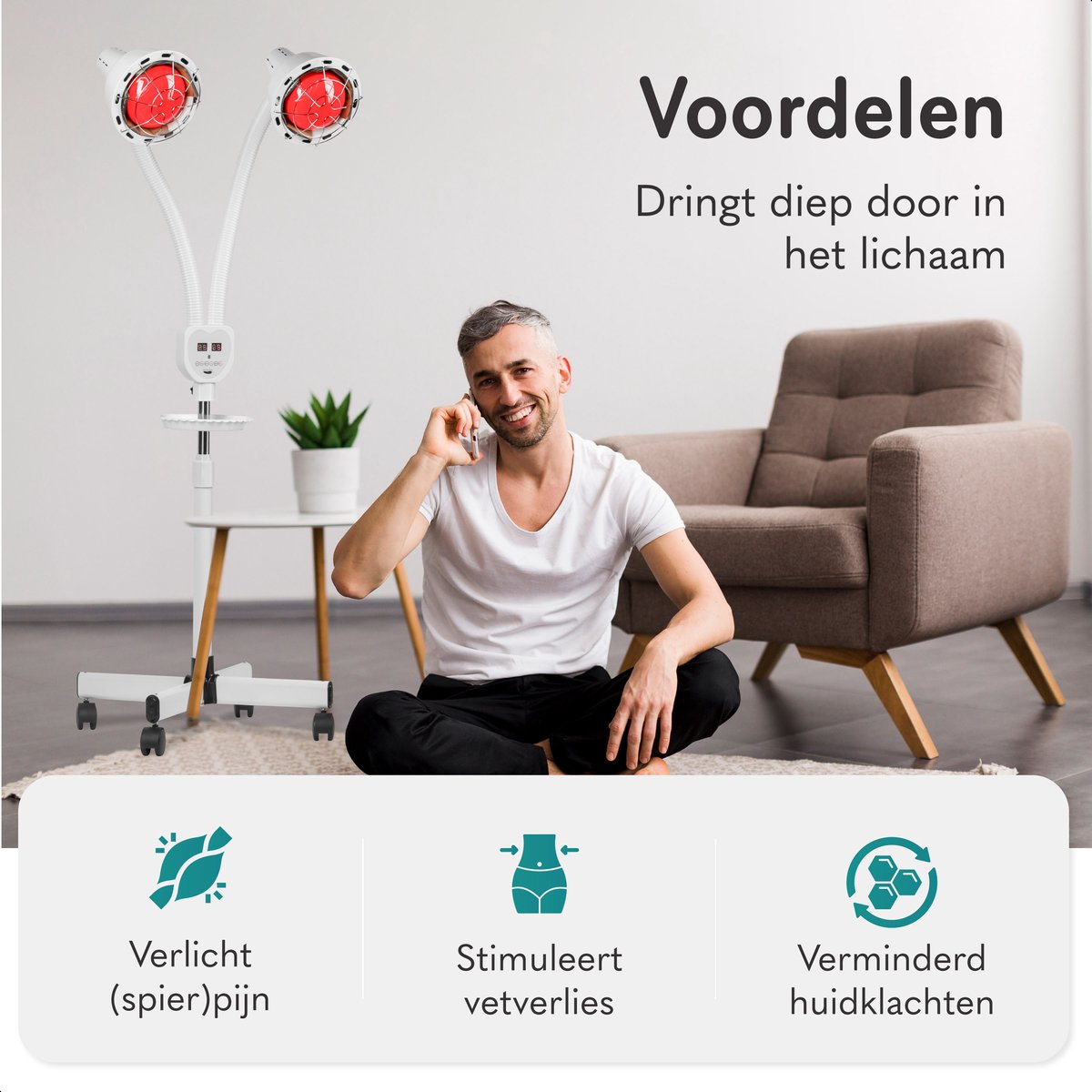 Blød og silkeagtig infrarød lampe med 2 hoveder - 600W