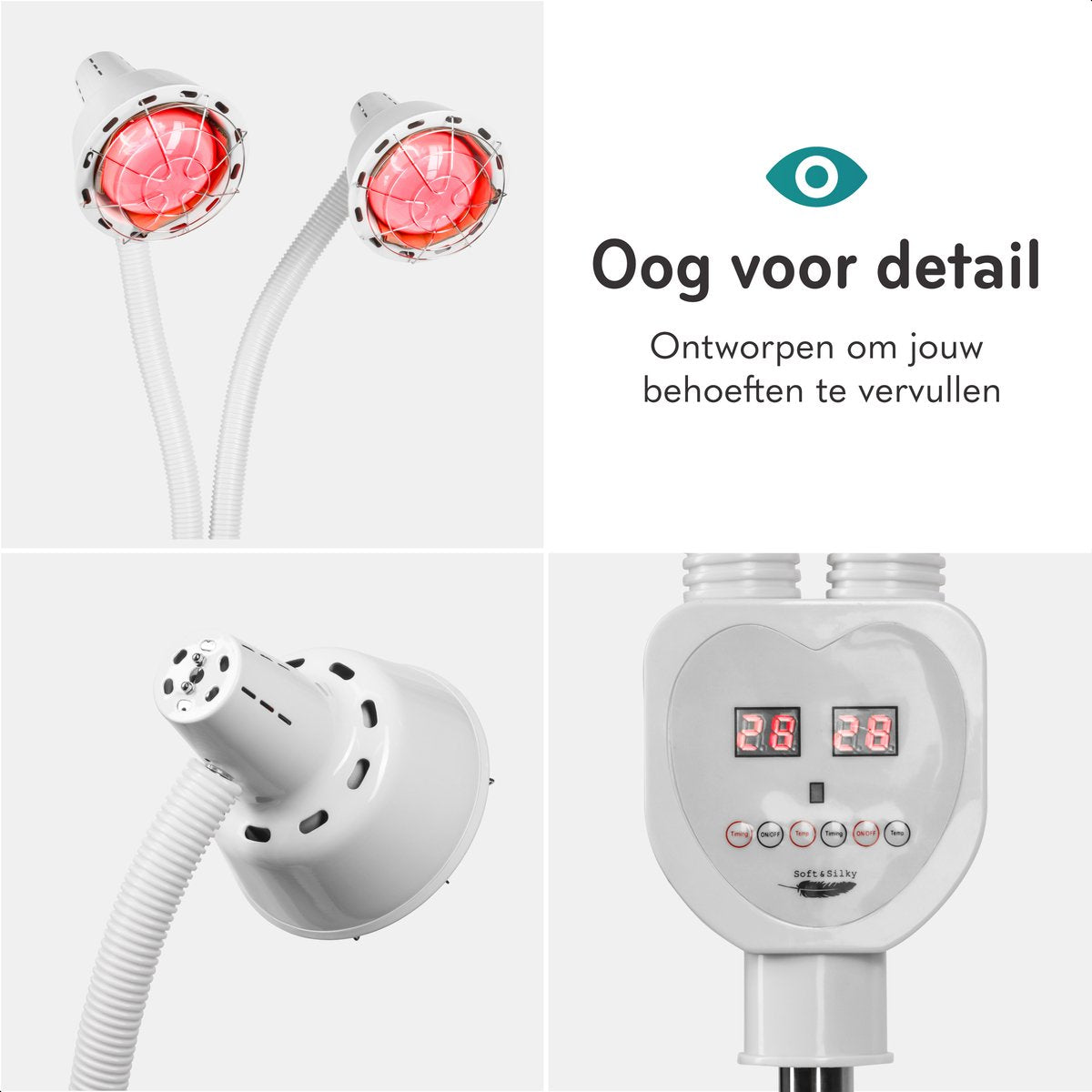 Blød og silkeagtig infrarød lampe med 2 hoveder - 600W