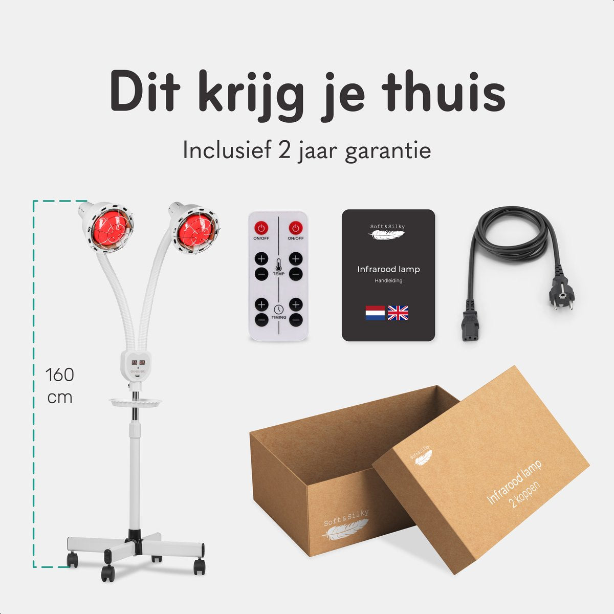 Blød og silkeagtig infrarød lampe med 2 hoveder - 600W